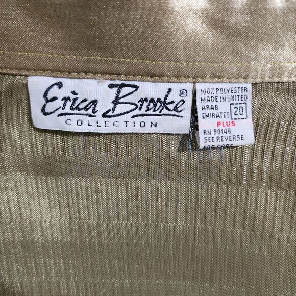 Erica Brooke Collection Womens Evening Button-Down Top Olive Green Fuzzy Size 20 - Picture 5 of 7